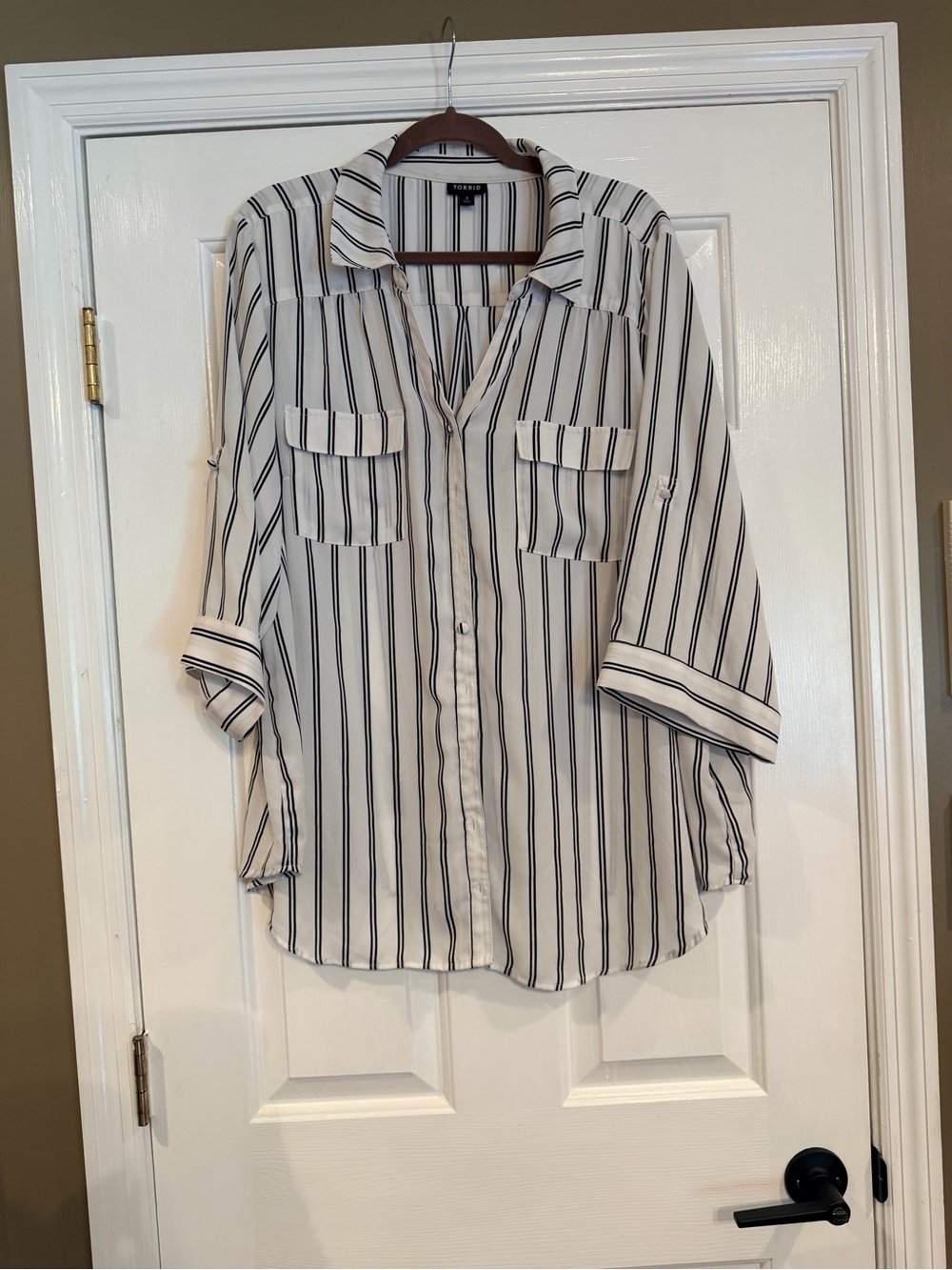 Light Cream and Black Striped Women’s Blouse